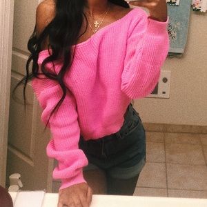 Off the shoulder pink top